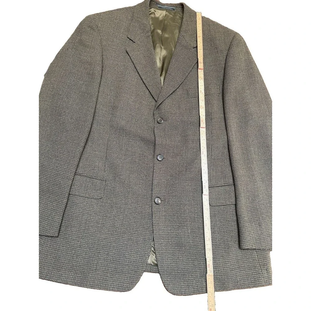 VTG Cavelli 100% Wool Mens Blazer Sport Coat 44L Navy Gold Button Preppy Classic
